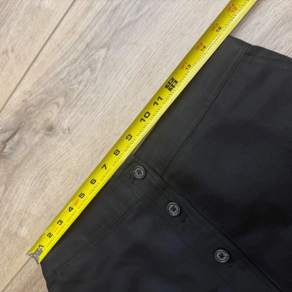 LRL Ralph Lauren Vintage Black Linen Button Front Pencil Skirt Scandi Academia 6